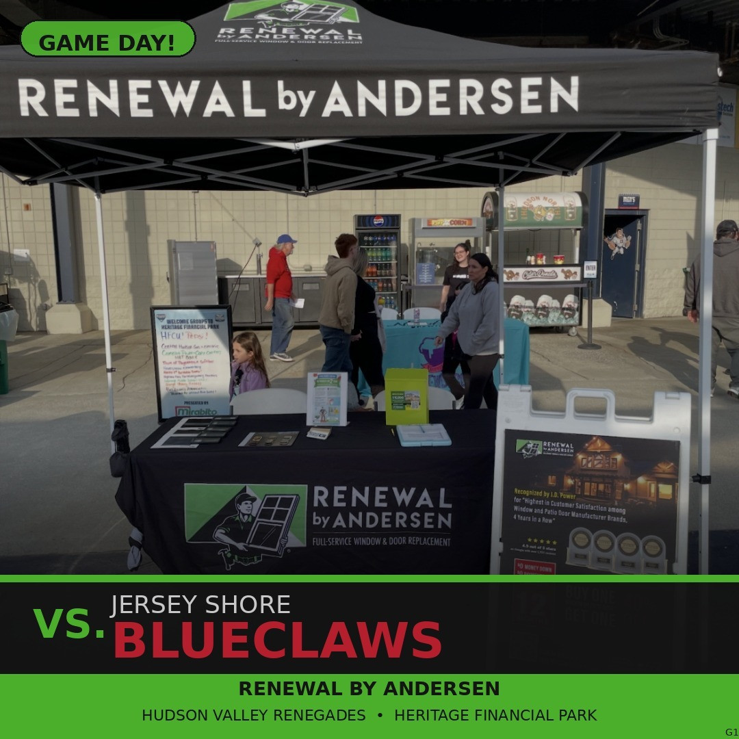 RbAEasternNY's tweet photo. THURSDAY NIGHT BASEBALL! 🏟️⚾ Renewal by Andersen is at the Renegades vs Jersey Shore BlueClaws — booth open until 9:30pm! 🪟 Live window &amp; door demos 🎁 Giveaways 💰 Sweepstakes — enter to WIN! 📋 FREE home assessment on the spot 📍 1500 NY-9D, Wappingers Falls #RenegadesBasebal https://t.co/NUtweGzSsL
