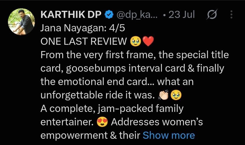 Itz_PrabhaOffl's tweet photo. Jana Nayagan - 4/5
Spider man - 2/5

Pee thinnis nu summava solranga https://t.co/N2Zw9CfsLm