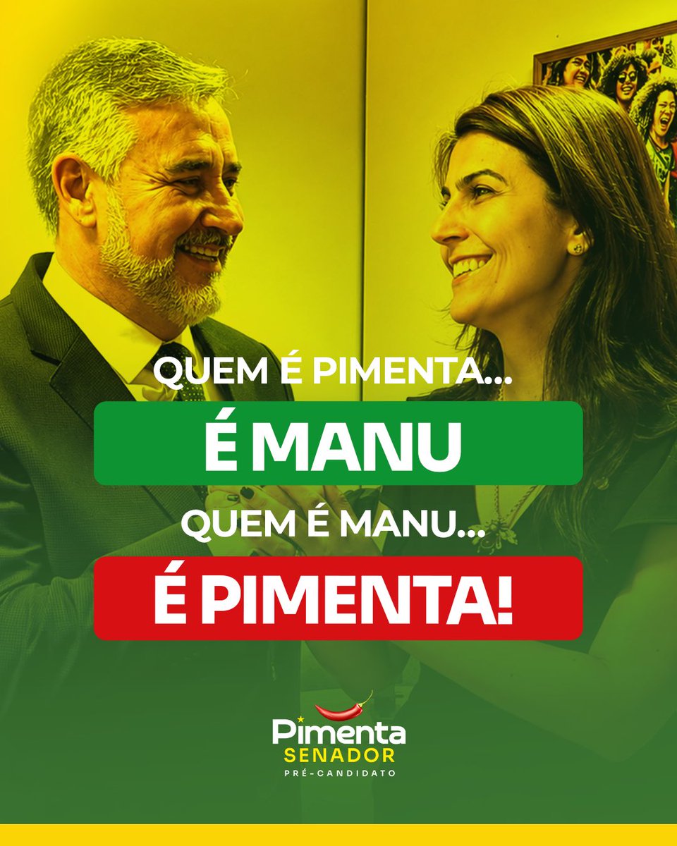 Pimenta13Br's tweet photo. Eu e a Manuela passando para lembrar que esse ano o Rio Grande do Sul vai votar em dois nomes para o Senado. ❤️

Hoje, uma pesquisa divulgada pela Quaest comprovou a força dessa dupla: estamos no topo, na liderança! Quem é Pimenta é Manuela. Quem é Manuela é Pimenta. 

E juntos vamos construir uma grande vitória para o Presidente Lula, Juliana Brizola como governadora e Edegar Pretto como vice. 💛💚❤️