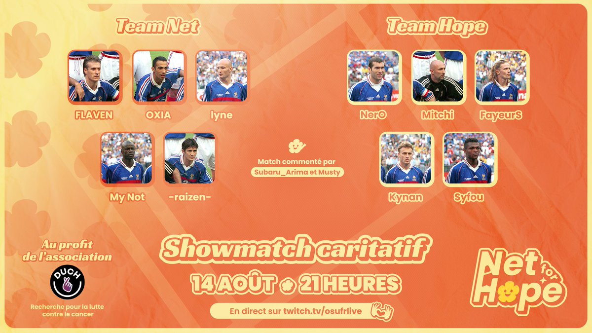 osufrlive's tweet photo. ➡️ Entre nostalgie et charité ! 💭

Revenons dans le passé le temps d'un instant.
Organisé par @Flaven_MLG, le Net for Hope Showmatch fait son apparition le vendredi 14 août à 21h.

Commenté par @Mustywa et @Subaru_Arima !

Mappool ▶️ https://t.co/SVOepOw2Uv

⬇️⬇️⬇️ https://t.co/42LvPDzE5E