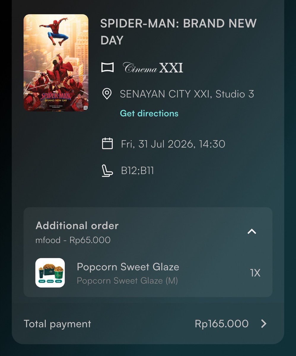 matchachwann's tweet photo. WTS tiket spiderman buat hari ini jam 14.30, di Senayan City. Jual rugi 120K aja krn salah pesen #zonauang https://t.co/5T9I9BdQWE