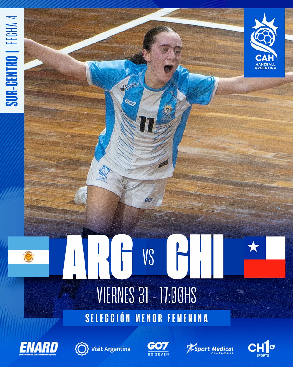 CAHandball's tweet photo. ¡JUEGA ARGENTINA! 🇦🇷⚔️

🏆 Sur-Centro Menores
🗓️ Fecha 4

👩🏻🆚 Chile 🇨🇱
⏰ 17:00hs

👱🏼‍♂️🆚 Chile 🇨🇱
⏰ 19:00hs

🏟️ Asunción, Paraguay 🇵🇾
📱💻 En vivo YouTube: https://t.co/wnuvgHjW6i https://t.co/0dagU7HT9C
