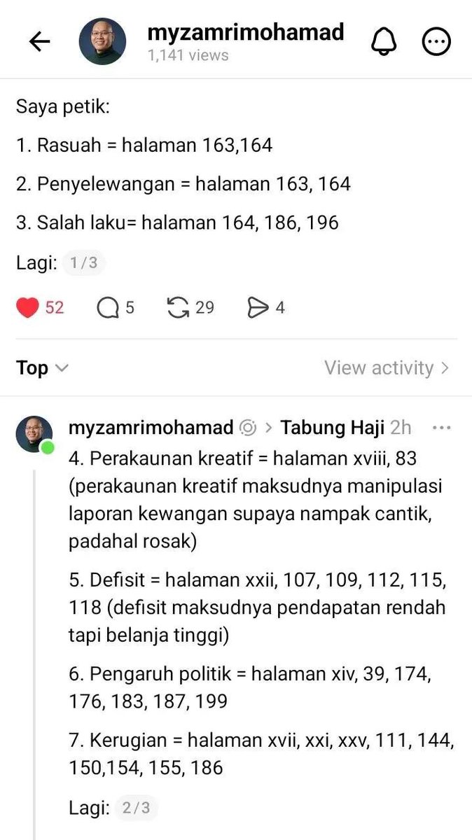 KlutzyKucing's tweet photo. RCI Tabung Haji. 

Tak ada perkataan sakau

Tapi ada perkataan2 ini. 

Rasuah, penyelewengan, salah laku. https://t.co/E0LGGt0bkY