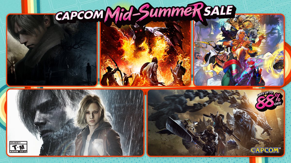 CapcomUSA_'s tweet photo. There's still time to save during the Capcom Mid-Summer Sale! These deals are already starting to disappear, so act fast and take advantage of these discounts of up to 88% off before they're gone!

☀️ https://t.co/whfXG9vZ2y https://t.co/pzDd7BVhpO