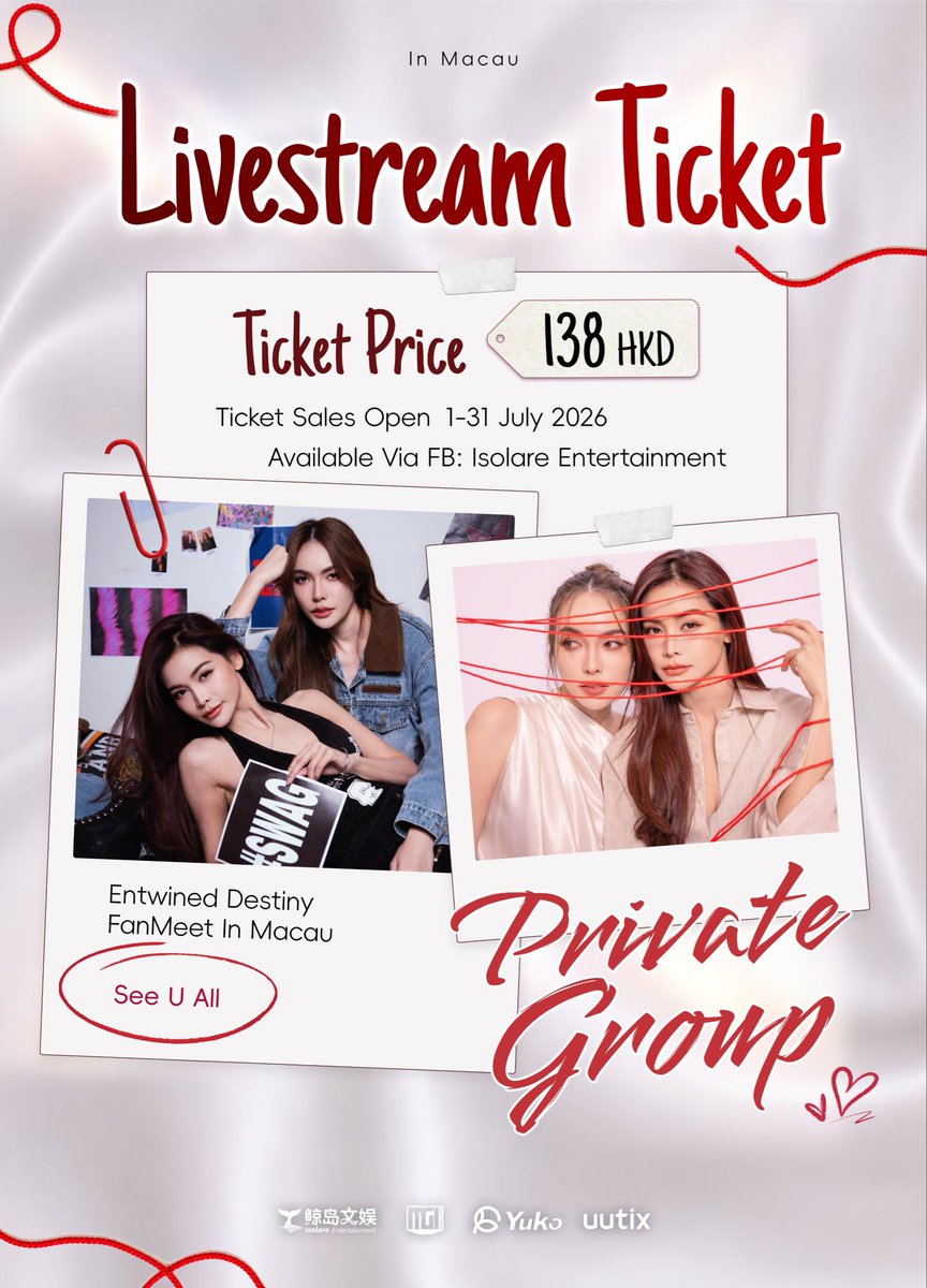 Waratin2115's tweet photo. Reminder to fans, ENGLOT 1st FanMeet in Macau Livestream will officially close today, July 31. Link below for fans whom wants to purchase the ticket for the Livestream ⬇️ 

🎥 Live: https://t.co/FoJW444i1L 

ENGLOT 1ST FANMEET IN MACAU #ENGLOT1stFanmeetinMacau #ENGLOTEntwinedDestiny #englot #อิงล็อต