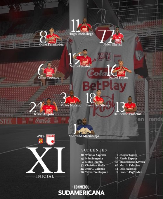 ElProdeOriginal's tweet photo. #Sudamericana | Playoffs Octavos de Final - Vuelta
¡FORMACIONES CONFIRMADAS!
🇻🇪 #Caracas vs #SantaFe 🇨🇴 https://t.co/ioJMmpuACA