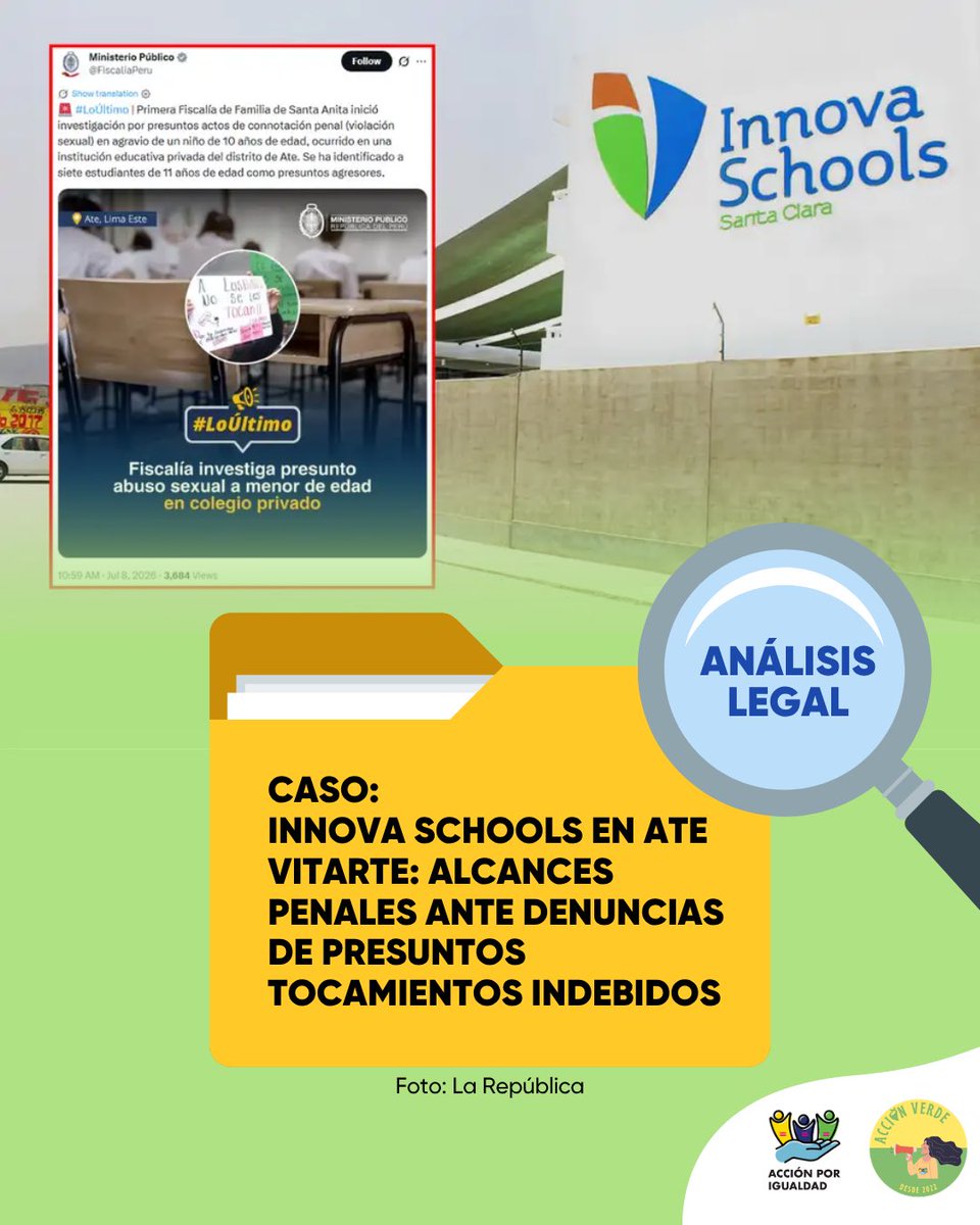 APORI_Peru's tweet photo. 🚨 A inicios de este mes, un presunto caso de violencia sexual entre estudiantes de una sede de Innova Schools en Ate Vitarte generó preocupación pública y abrió el debate sobre la protección de las infancias.

Más info en: https://t.co/MlTWCa2pQS https://t.co/mJ3DHIYYmY