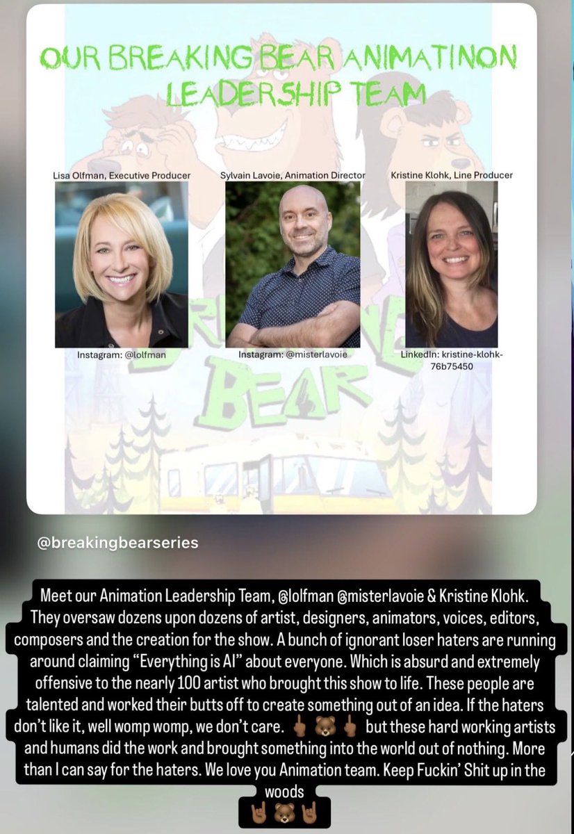 stanspry's tweet photo. Breaking Bear Animation Leadership Team! #breakingbear https://t.co/oOga620ACt