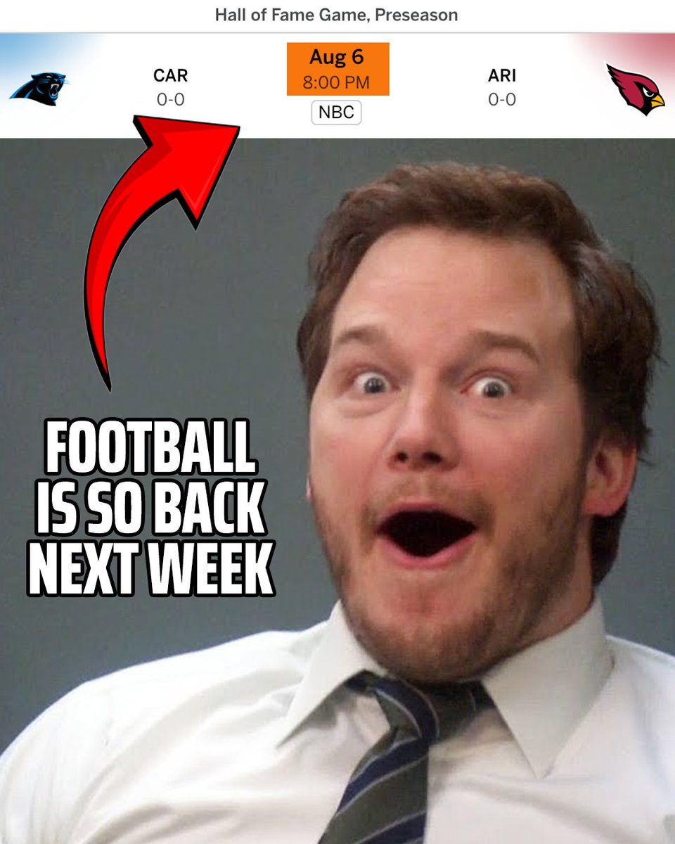DraftKings's tweet photo. 🚨 THERE IS AN NFL GAME NEXT WEEK 🚨

This is the last Thursday without football until February 🤯

Yes, you read that right. We're almost there‼️ https://t.co/gUWMJoN3xb
