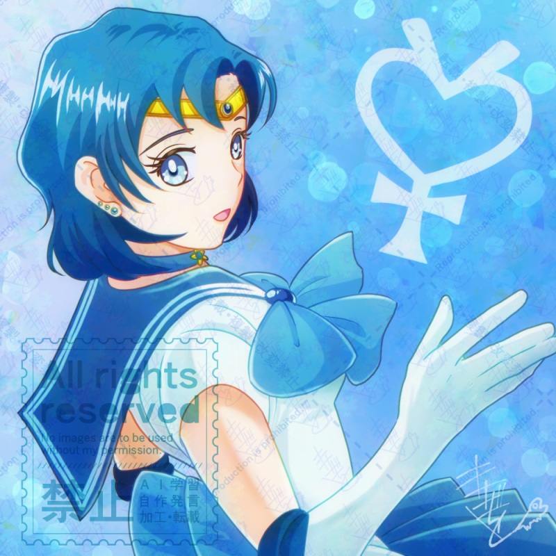 ka0ko0_A's tweet photo. お題箱より
『美少女戦士セーラームーン』の
セーラーマーキュリーを描きました！

#お題箱 
#イラスト 
#illustration 
#美少女戦士セーラームーン
#セーラーマーキュリー
#二次創作 https://t.co/duu6WUfsoQ