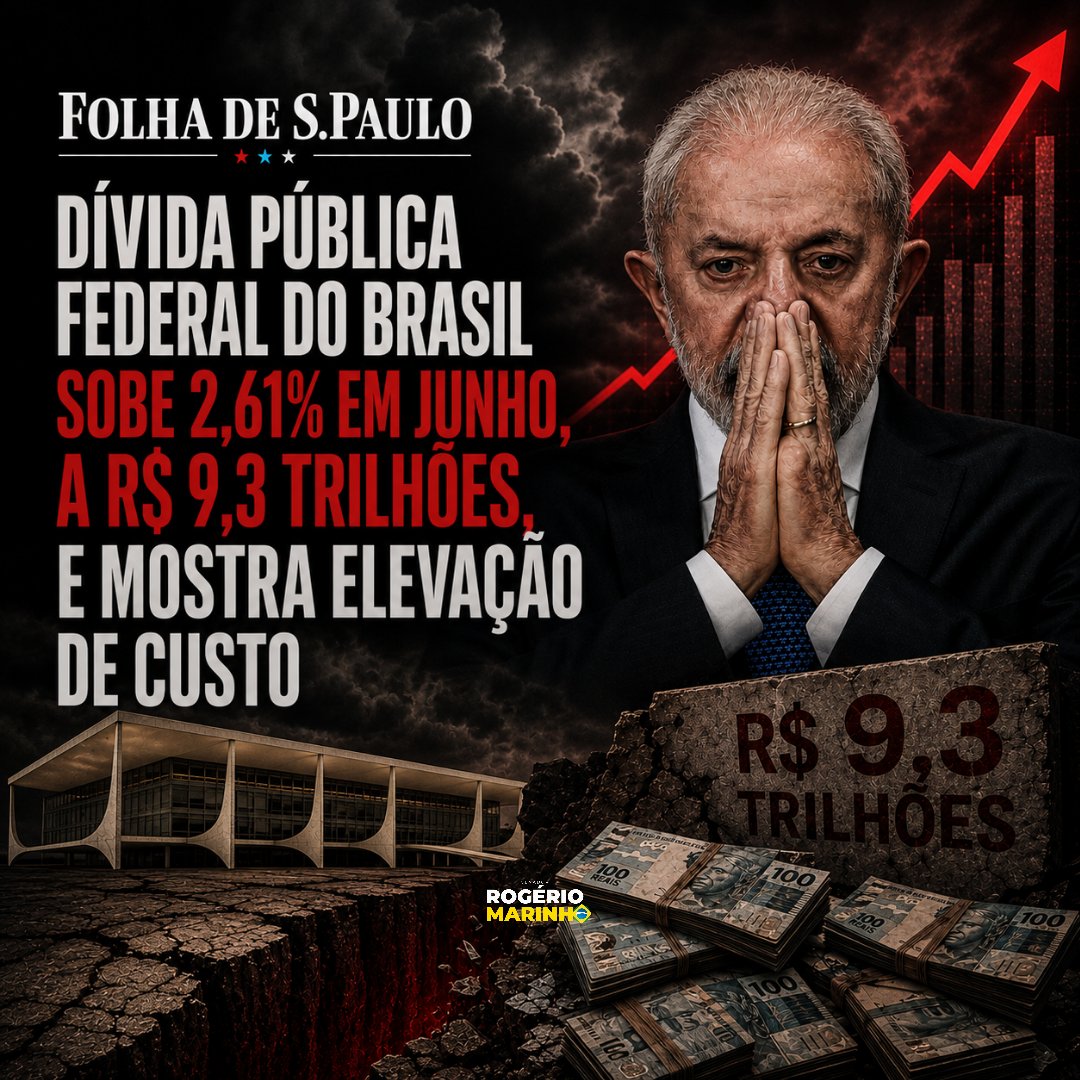 rogeriosmarinho's tweet photo. Lula transforma gastança em projeto de poder. A dívida explode e o custo recai sobre quem trabalha, paga imposto e vê seu dinheiro perder valor. Esse é o legado maldito do PT: Estado inchado, país endividado e povo empobrecido. https://t.co/RXihjsxhsn