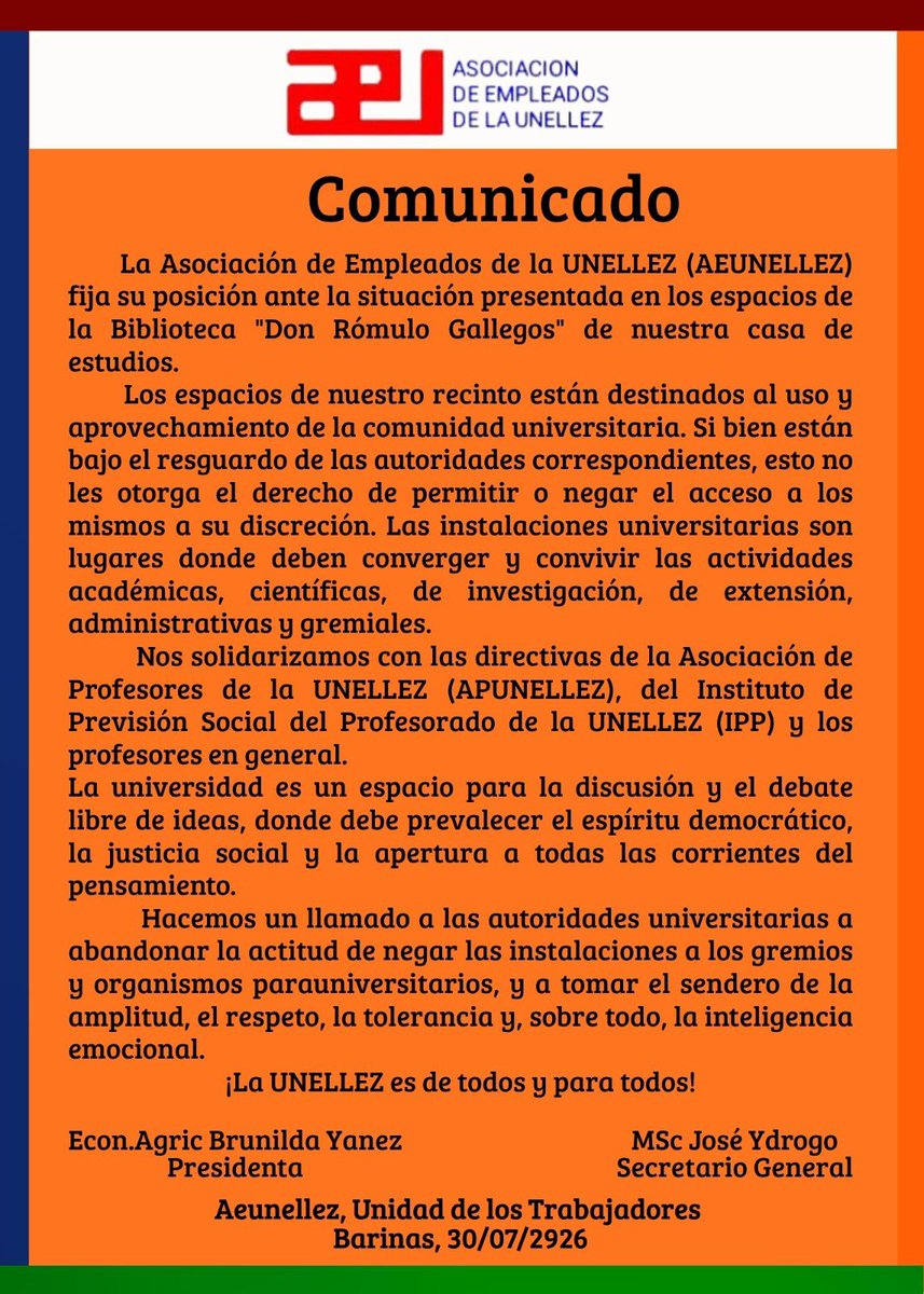aeunellez2017's tweet photo. En la universidad debe prevalecer la amplitud de pensamiento
#LaUnellezEsDeTodos https://t.co/Lq08pbajgd