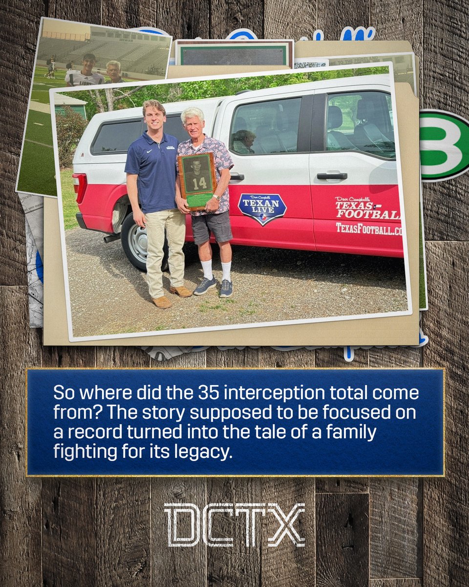 dctf's tweet photo. For nearly 70 years, Jimmy Linnstaedter's 35-interception season has been celebrated as Texas high school football history.

Then one question changed everything. This isn't just the story of a football record. It's the story of a family, a legacy and the search for the truth.

Read the full story here - https://t.co/yngMnsBR6G