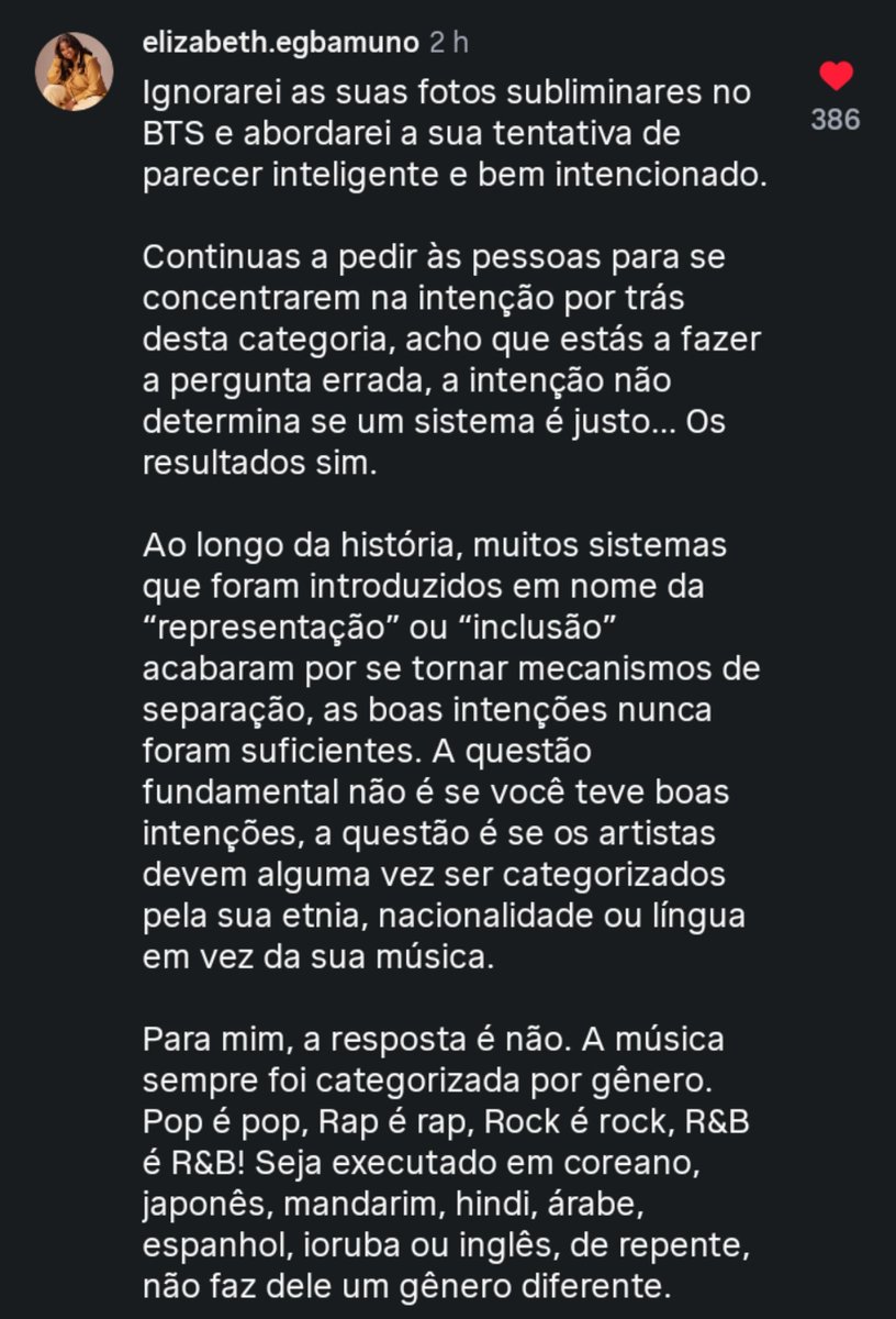btssence's tweet photo. aquela mulher envolvida na criação da categoria asiática do grammy q foi pro instagram acusar o bts de ter feito isso pra chamar a atenção da imprensa tá sendo jantada nos comentários https://t.co/ptUoBuFMX9