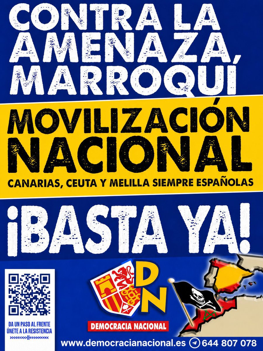 FanaticFascio's tweet photo. ‼️ATENCIÓN‼️

Convocatoria de @fedelasjons
Por los acontecimientos que están ocurriendo Ceuta y Melilla.

Frente a su invasión, ¡NUESTRA RESISTENCIA!

📍Embajada de Marruecos

📅 Mañana, 31 de Julio del 2026.

🕣 20:30 hrs.

¡ÚNETE Y DIFUNDE!

¡GUERRA AL INVASOR! 🟥🟨🟥✋🏻 https://t.co/2bGjQfG20Y