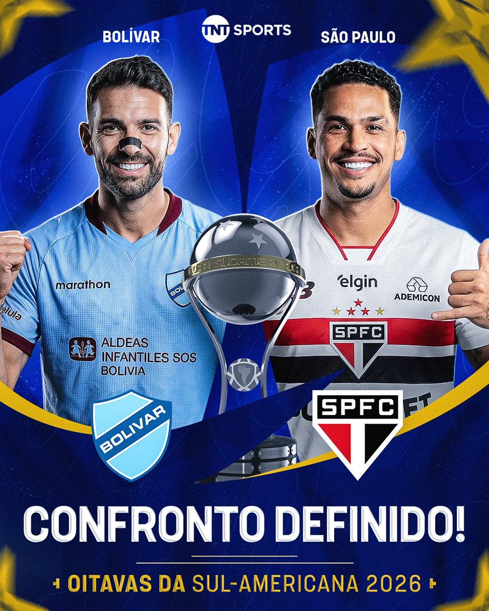 TNTSportsBR's tweet photo. O PRÓXIMO ADVERSÁRIO DO SÃO PAULO! 🔥🇾🇪 O Bolívar eliminou o Grêmio e o Tricolor Paulista espera por eles nas oitavas de final da Sul-Americana. E aí, quem leva a melhor? #FBR #SulAmericana https://t.co/5c4AM62yrH
