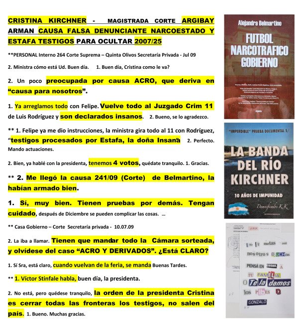 BandaKirchner's tweet photo. @todonoticias Amplía sobre carteles costearon campaña 2007 x libertad para ilícitos en Argentina, causa falsa inocentes para impunidad de culpables políticos, a sabiendas?? Aciertan @OdiseaArgentina y Pagni, participación necesaria judicial?? https://t.co/J5aWoWeKM0