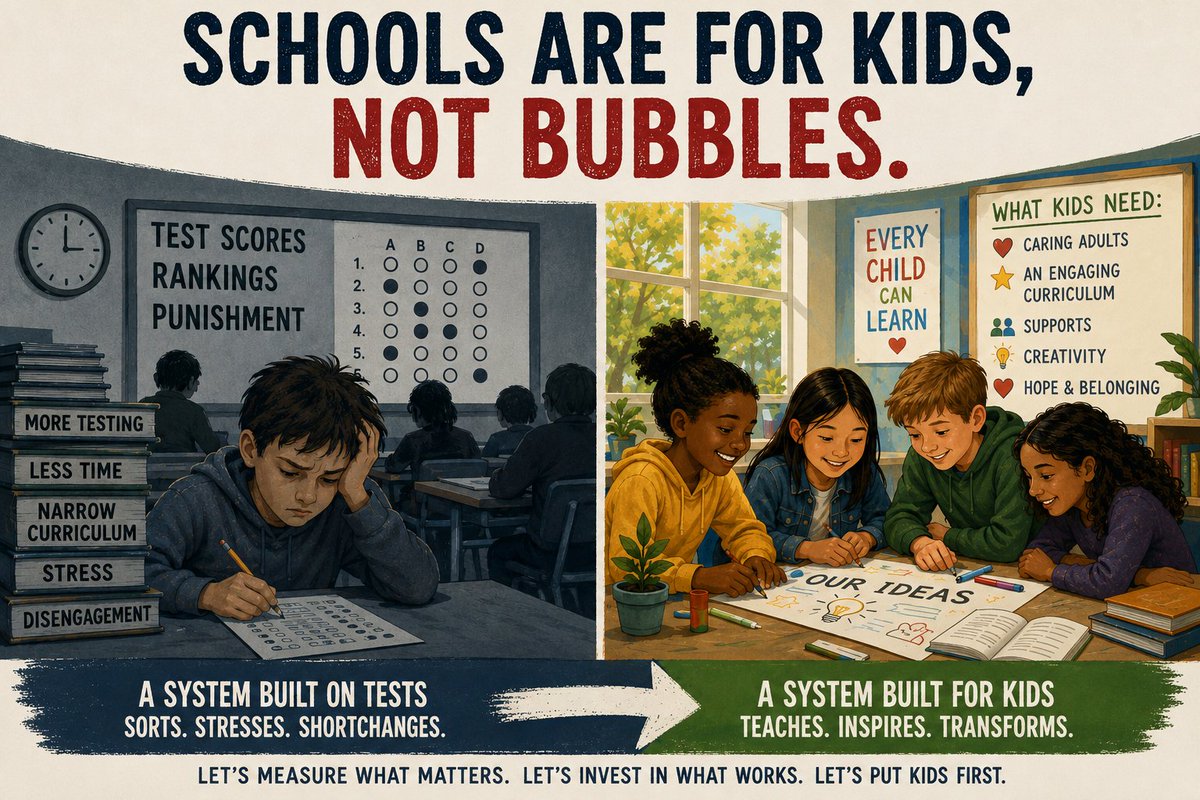 BruceLesley's tweet photo. Most Adults Don't Want Standardized Testing and Neither Do Kids: So, Why Do We Still Run Schools Around It? https://t.co/oxHjIYCYDz 

#EndTestingMadness https://t.co/u6OrUPKUvc