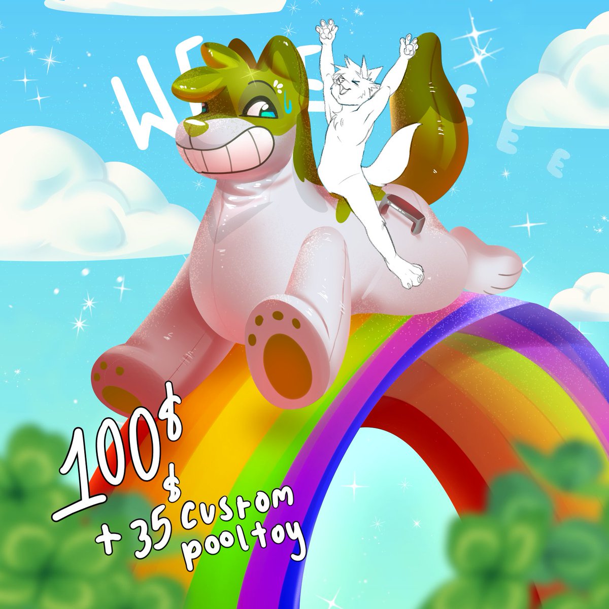 ShamFox's tweet photo. YOU, yes YOU, can now ride on me as a pool toy into the wonderful, magical world of CLOVERLAND! 🍀

ONLY FOR 100 GREEN PAPERS (Transferred Digitally)
Or, if you wanna ride someone LESS COOL, I can change up your noble steed!

UNLIMITED SLOTS!
PayPal, Cash App, Zelle, Ko-Fi OK! https://t.co/86GK7eKT6F