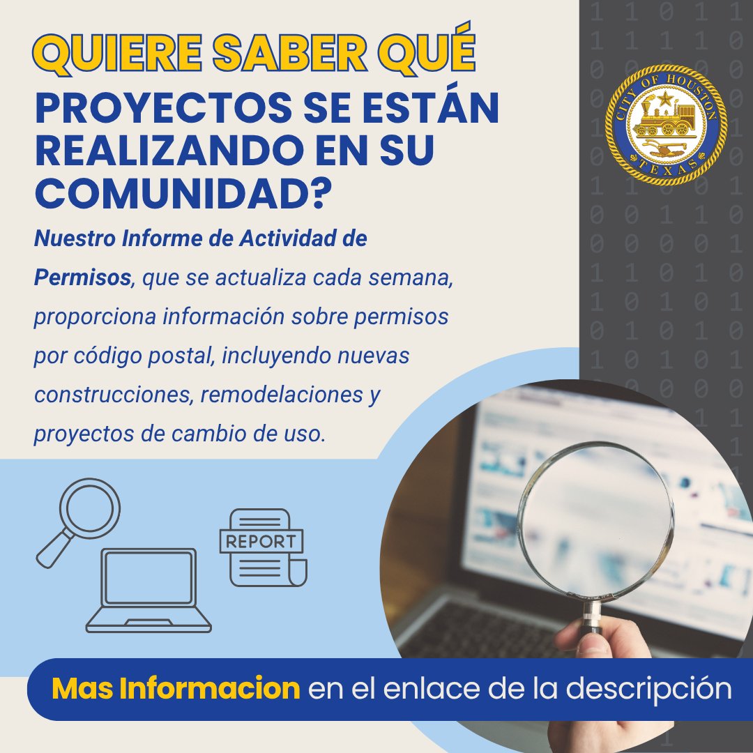 COHPermits's tweet photo. Quiere saber qué proyectos se están realizando en su comunidad? El Informe de Actividad de Permisos se actualiza cada semana y está disponible en el sitio web del @COHPermits. Consulte los informes aquí: https://t.co/gC4M3lqY0Y
#PermisosHouston #CumplimientoDeCódigos https://t.co/q4l1Zv9J8D