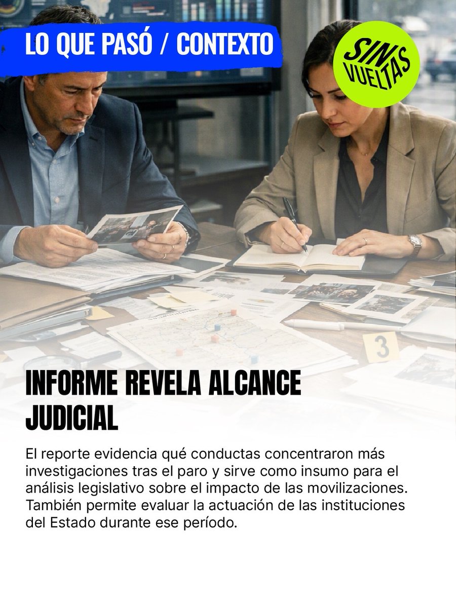 sin_vueltasec's tweet photo. #SinVueltas | ⚖️ La Fiscalía informó a la Asamblea que abrió 138 investigaciones penales por los hechos del paro nacional de 2025. La mayoría corresponde a paralizaciones de servicios públicos, aunque también hay casos por lesiones, muertes y daños a bienes públicos. https://t.co/sBSwE1Xw47