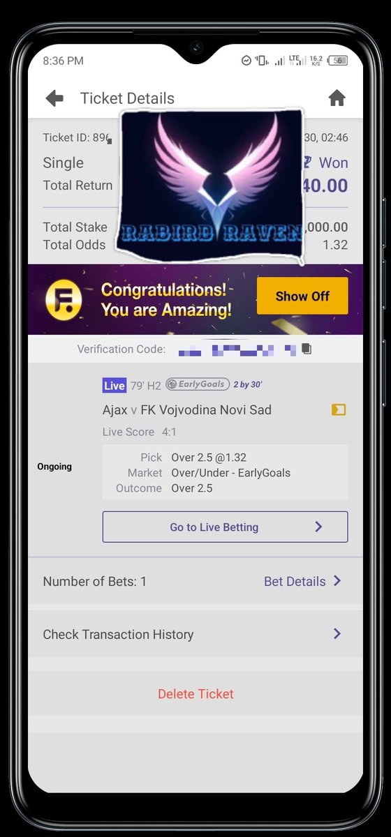 rabirdraven's tweet photo. Congratulations 🚀🚀🚀

RABIRD RAVEN do not have any √!p.
#sports #football #predictions #2odds https://t.co/qu1ScRH5qv