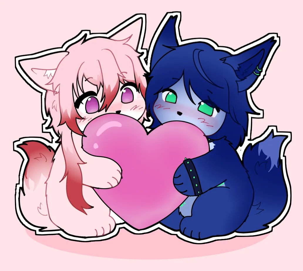AkiArdelyte's tweet photo. Mentioned few times already that I love my wolf wife @IlliaVT, just got this set of YCH and look how cute we are🩵🩷
🎨 @woofznn (request via Vgen)
#IlliArt #artdelyte #furryart https://t.co/344OmX5TR2