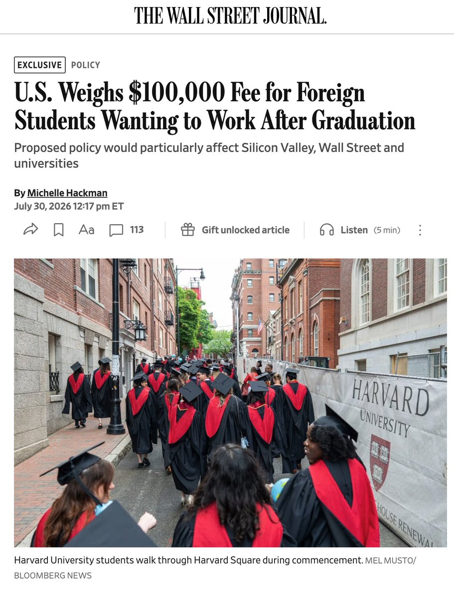 JeremyLNeufeld's tweet photo. Why train students and then make it too expensive for them to stay?  

Being the top destination for global talent is America's superpower.    

We should be making it easier for scientists to stay after grad school.