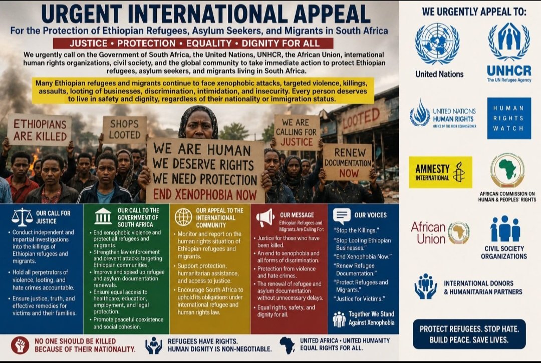 suraddis07's tweet photo. Safety concerns in South Africa have led to thousands of foreign nationals—including documented refugees—losing their homes, shops, and security, forcing mass repatriations.
#StandWithRefugees
​#WithRefugees
#Africanunion
#EuropenUnion https://t.co/su3eDrG37W