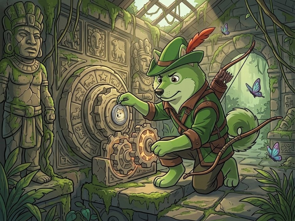 RogeOfficialRH's tweet photo. Kneeling before a massive stone calendar mechanism and turning the gears with a special medallion, $ROGE decodes the ultimate puzzle. 

Every ancient lock has a key, and every mystery is meant to be solved. https://t.co/z7q8L8SyLU