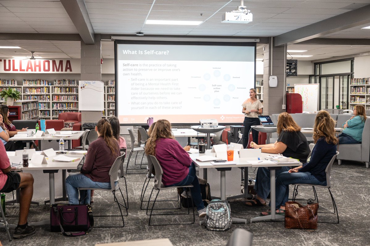 TCSPublic's tweet photo. This week, all TCS elementary school staff members received Mental Health First Aid Training. The training was led by state officials Jaime Grammer, Taylor Rayfield, Melissa Stansberry, Charise McDaniel, Sheri Smith, Kimberly Daubenspeck, Amy OBryan, and Andrew Mead. https://t.co/D3CVMo6IdU