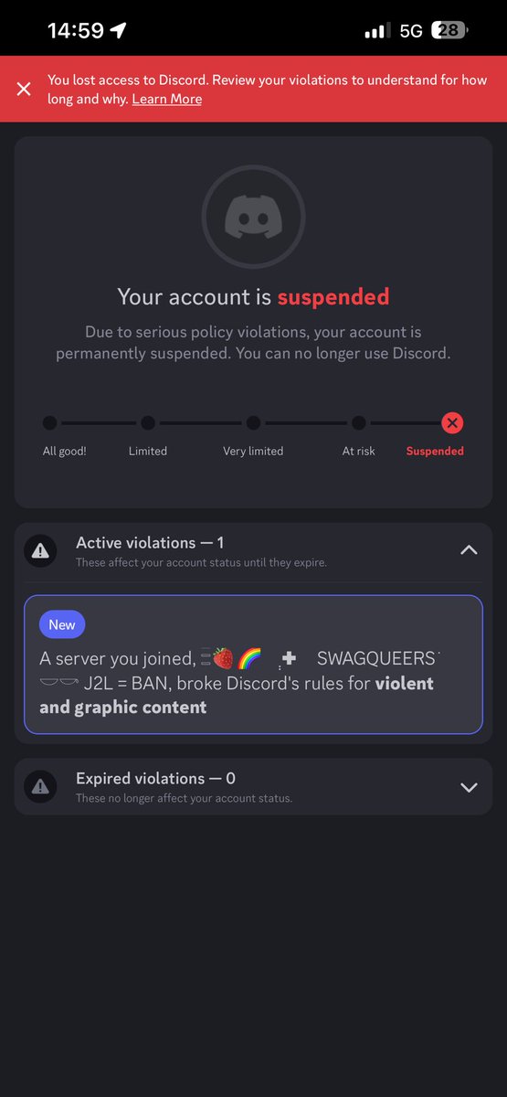 ffreaksys's tweet photo. @discord_support hi, my account was banned because of a server i was in, but i didnt do anything? im very confused, and i would prefer if i could get my account back but atleast give an explanation. https://t.co/GiNozeu5Qf