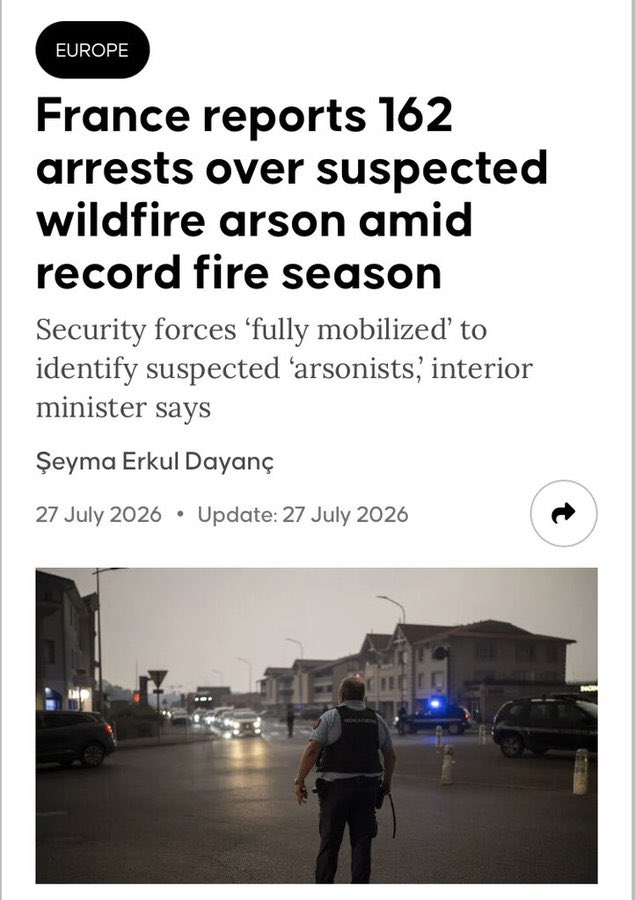 boot15_vu's tweet photo. @Ed_Miliband Fuck off, Ed.

420 arrests for suspected arson across Europe so far: France 162, Portugal 134, Greece 122, Spain 2. What are the odds they all acted independently, with no incentive or coordination? https://t.co/P2CKYeBCDX
