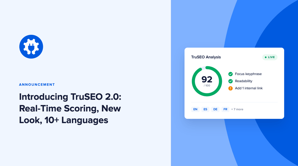 aioseopack's tweet photo. TruSEO just got a full rebuild. 🚀

⚡ Real-time scoring, no more stuck at "N/A"
🌍 10+ new languages
🎯 A redesigned Optimization tab

Plus AI fixes in the Highlighter, a new Spell Checker, Optimize with AI, and a refreshed Headline Analyzer.

Available to all users, including Lite 👇
https://t.co/oQFLRBgJqv

#WordPressSEO #SEOplugin