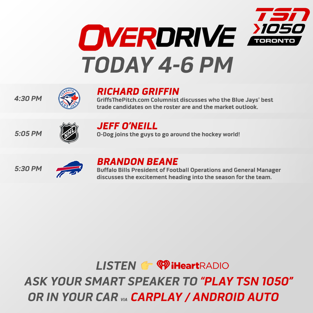 OverDrive1050's tweet photo. We're off and running on the Thursday edition!

@HayesTSN and @jonassiegel are set to go around the sports world.

📺: TSN4 and 5
📻: https://t.co/gtFAcDMR8M and the iHeartRadio App! https://t.co/J7uzgpKwqH
