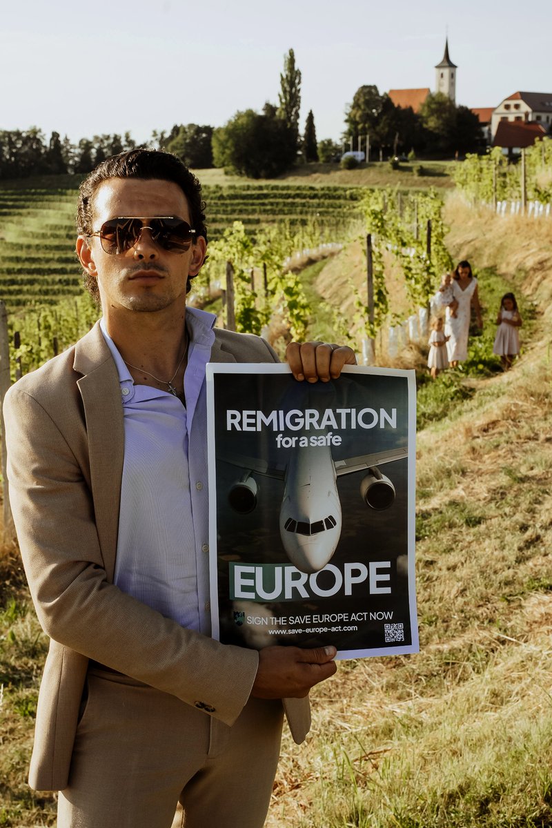 PraviMoski's tweet photo. REMIGRATION. FOR EUROPE. FOR OUR CULTURE. FOR THE FUTURE OF OUR CHILDREN. ✈️🇪🇺@SaveEuropeAct @EvaVlaar @MartinSellner_ @RemigrationNow_ @REMIGRATION2DAY @RESUM26 @OdkritaSLO #SLOVENIA https://t.co/hg0klRHRDy