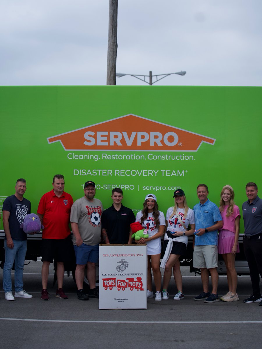 IndyEleven's tweet photo. Giving back together! Saturday's toy drive wouldn't have been possible without SERVPRO Team Olson, First Responders Children's Foundation, UNITS, Toys for Tots, and all of our incredible fans!! https://t.co/E1ZPSfuMf6
