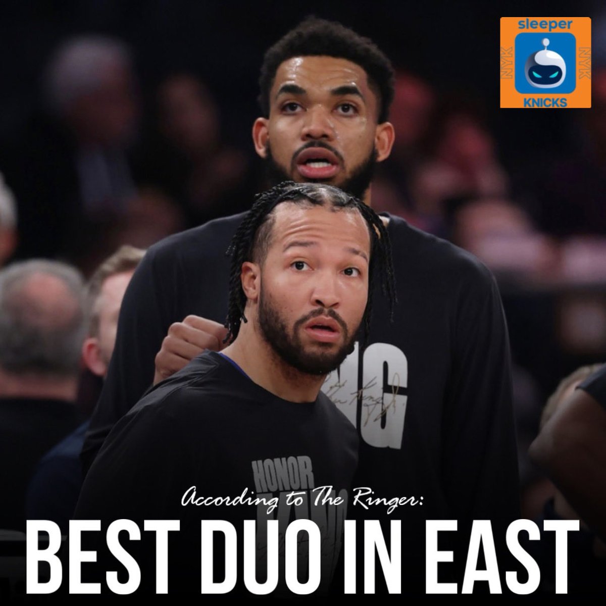 SleeperKnicks's tweet photo. The Top 10 Players in the Eastern Conference according to The Ringer’s Top 100:

1. JALEN BRUNSON 🗽
2. Giannis Antetokounmpo
3. Kawhi Leonard
4. Cade Cunningham
5. Donovan Mitchell
6. KARL-ANTHONY TOWNS 🗽
7. Jayson Tatum 
8. Jaylen Brown
9. Tyrese Maxey
10. Scottie Barnes https://t.co/5kpwHGNyTM
