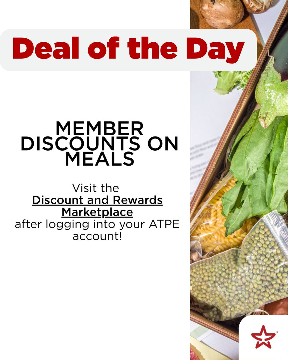 OfficialATPE's tweet photo. Pro Tip: Prioritize your fuel! In the first few weeks of the year, finding time to meal prep is nearly impossible! Visit ATPE’s Discount & Rewards Marketplace to save on meal delivery and meal kits to help you keep up your energy and lower your stress.

Log in to your member account and go to https://t.co/4C3ldpMWig to learn more!