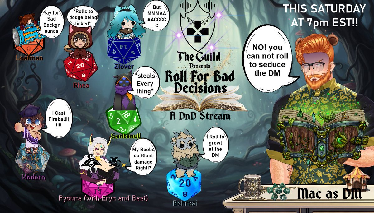 MACxedOut's tweet photo. 2 Days until The Guilds First Dnd Games!! Are you Excited!! 
@Eryn404_VA @Behrkai_Unseiso @modernvarus @Mistress_Ryouna @ZLoverVT @Rhea_juVT @Sentenull @xxxLoafmanxxx @TheGuildST https://t.co/KnKdM6cYLS