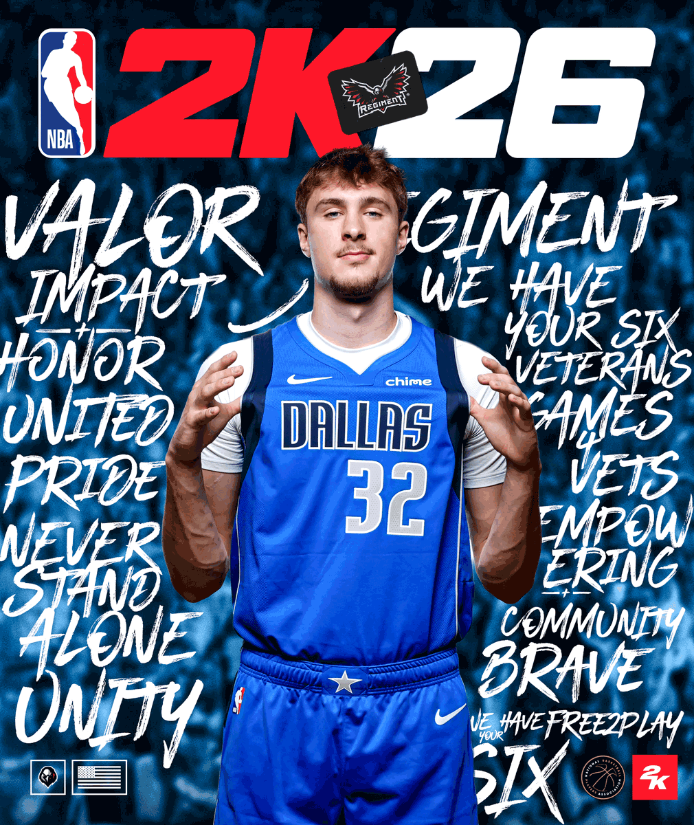RegimentGG's tweet photo. Want a FREE copy of @NBA2K? 🏀

NBA2K26 is now part of the @Games4Vets program thanks to our partnership with @2K!

✅ Join REGIMENT and claim your FREE game today!

#WeHaveYourSix | #Games4Vets https://t.co/mJpR8IJk4j