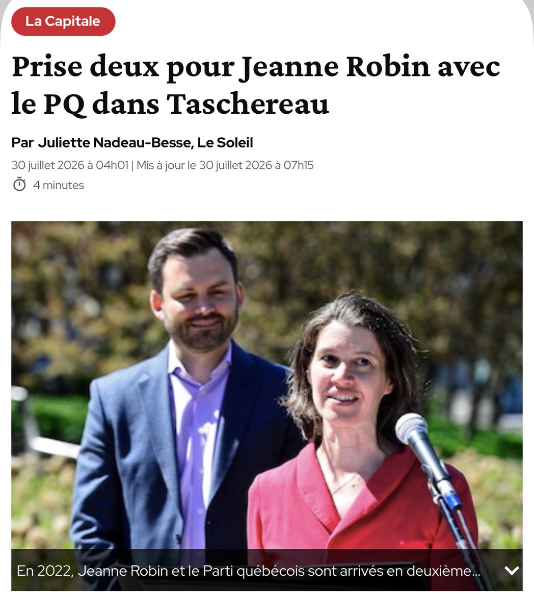 JeanneRobin_Qc's tweet photo. Il y a 4 ans, j’ai eu le privilège et le très grand plaisir de participer à la campagne qui a fait connaître Paul St-Pierre Plamondon. Aujourd’hui, je me porte à nouveau, avec grand enthousiasme, candidate à l’investiture dans Taschereau. 
👇
https://t.co/XyQwbYfbjM https://t.co/6MV4gJfTkA