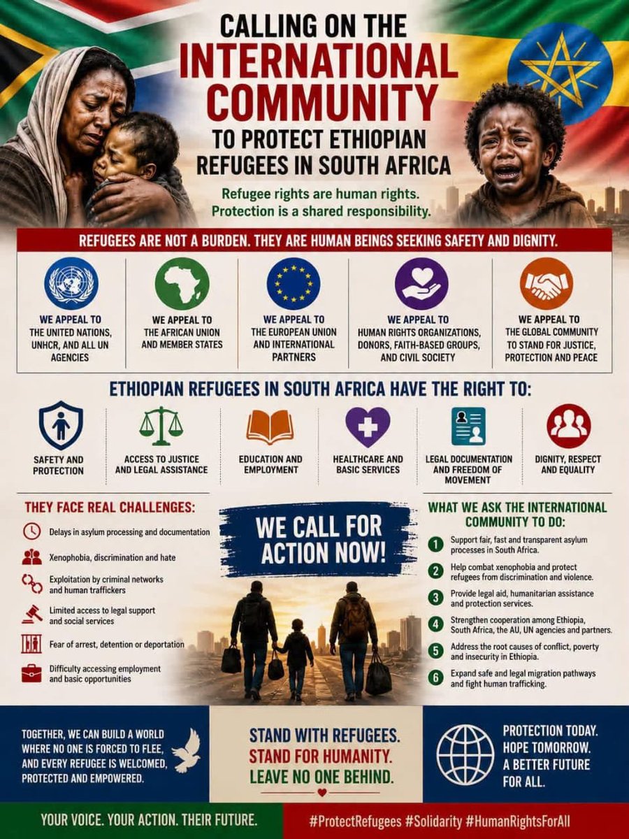GDubamo75188's tweet photo. #EthiopianrefugeeinSA
​#RefugeeProtection
#RefugeeRights
#HumanRights
#StandWithRefugees
​#WithRefugees
#Africanunion
#EuropenUnion
@UNHumanRights
@AmnestyAfrica
@HRW
@UN
@DrTedros
@UNHCR
@AJEnglish
@BBCAfrica 
@CNN
@Refugees   
@UNmigration   
@Amnesty
@HRW  
@eyassuabriham1 https://t.co/DioLSjjj8Z