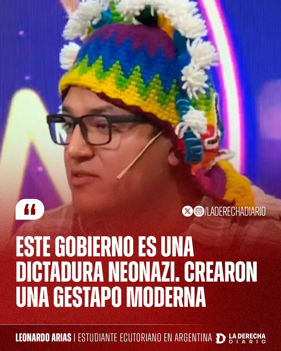 laderechadiario's tweet photo. 🚨🇦🇷🇪🇨 | SE VIENE LA PRIMERA DEPORTACIÓN: El miserable inmigrante ecuatoriano Leonardo Arias, que estudia en una universidad pública argentina, calificó al Gobierno de Milei como una “dictadura neonazi” y aseguró que creó una “Gestapo moderna” tras el decreto que permite expulsar a extranjeros que insulten a la Argentina.