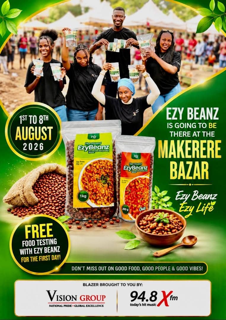 MutebiEdward224's tweet photo. Ezy Beanz is coming to the Makerere Bazaar! 🌱🫘
From 1st–8th August 2026, visit the Ezy Beanz stall for delicious, nutritious bean products and FREE food tasting on Day One! #MakerereBazaar2026 #EzyBeanz #EatHealthy #GoodFoodGoodVibes #VisionGroup #XFM94_8 https://t.co/3hw4MrnHnp
