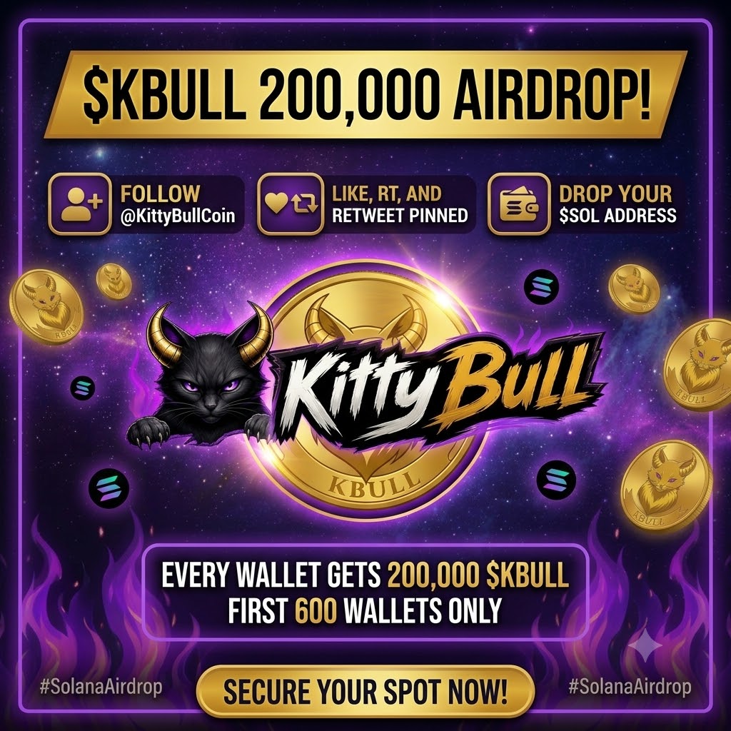 KittyBullCoin's tweet photo. Don't ask why, I’m making a list 

Just drop your #Solana 
$SOL
 address &amp; RT  follow 
@KittyBullCoin

Retweet pinned

Every wallet gets 200,000 $KBULL 

First 600 wallets 

#SolanaAirdrop #Solana https://t.co/bYwfYYbCXC