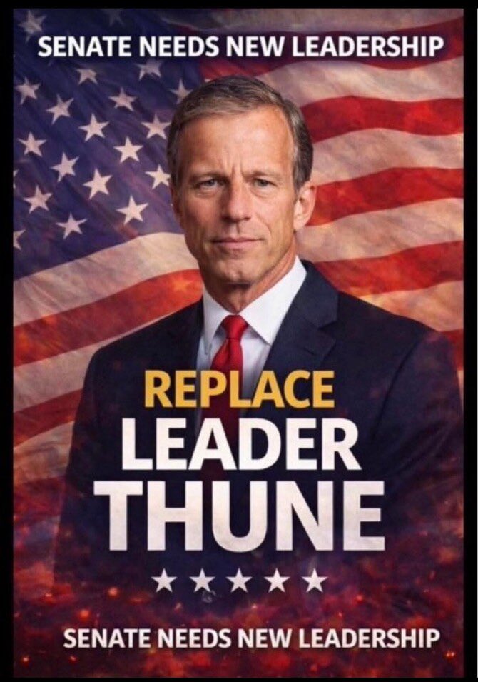 Mon01213's tweet photo. @LeaderJohnThune @SenatorCollins You’re a traitor to our country Thune!!! https://t.co/IutC9hR9h7