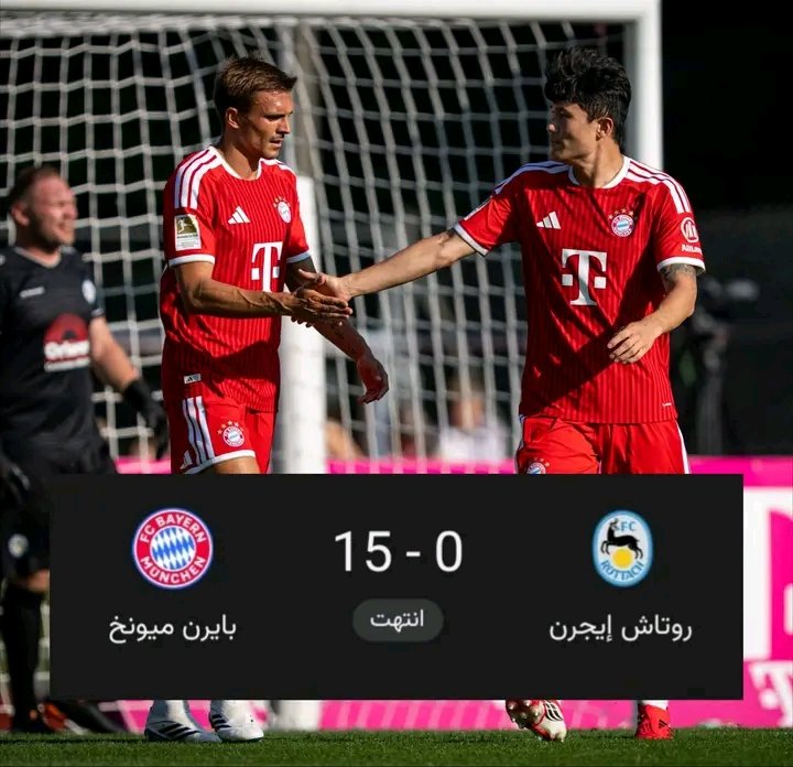 Mohamed10AX's tweet photo. جنوووووووووووووووون 🤯
مباراة تتحول إلى مهرجان اهداف 🥶
بايرن ميونيخ يفوز 15-0 على روتاش ايجرن في مباراة ودية قبل قليل استعدادآ للموسم الجديد 🔥🚨 https://t.co/lxMpWfObgI