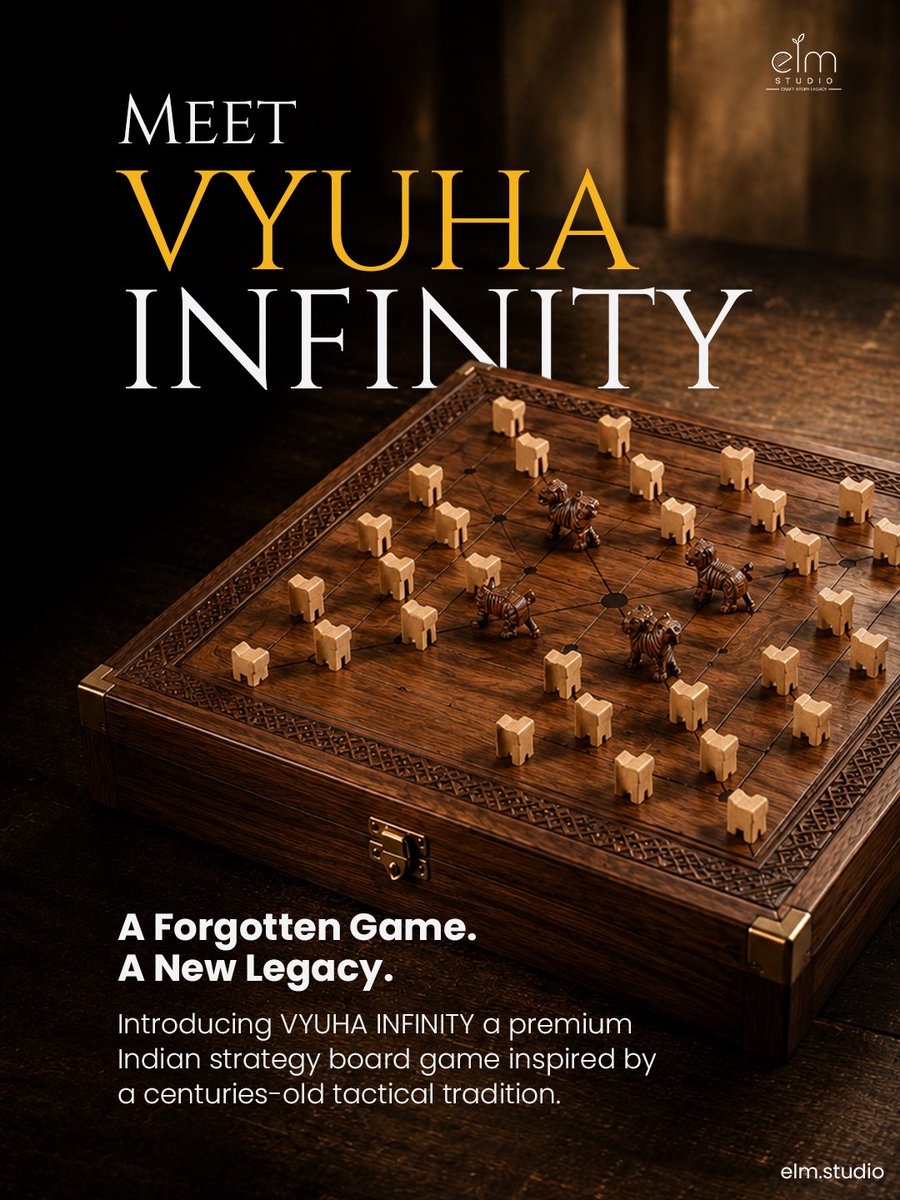 elm_studios's tweet photo. Introducing VYUHA INFINITY a premium Indian strategy board game inspired by centuries of heritage. Only 10 numbered pieces will be created for the inaugural Ancient Edition. Once gone, this edition will never be recreated.
Pre-book your numbered piece today. #Indian https://t.co/if7NffkjzH