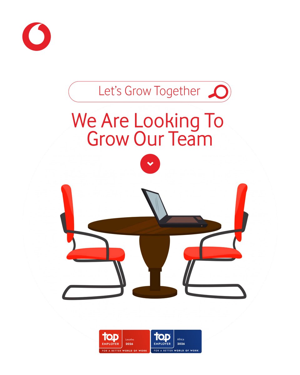 VodacomLes's tweet photo. Vodacom Lesotho has the following job opportunity:
✅ Specialist: M-Pesa Enterprise - https://t.co/QCzG2hSOYX
Applications close on the 07 August 2026.
#CareerOpportunity
#FurtherTogether https://t.co/9VVHQA19dE